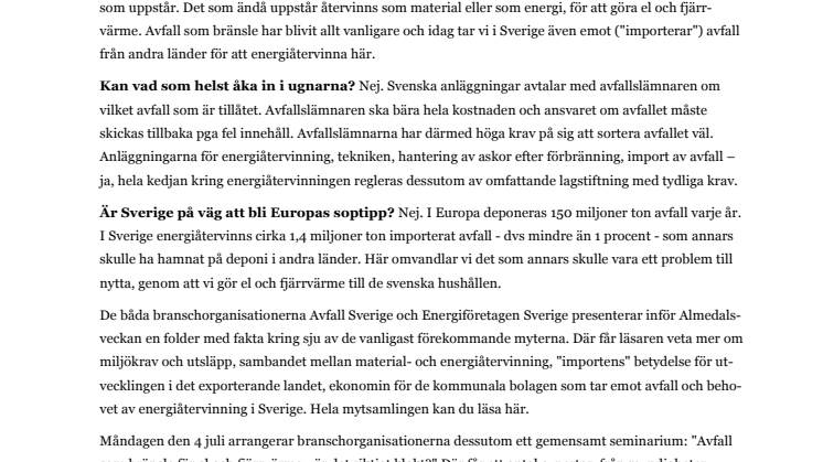 Sju myter och fakta om energiåtervinning