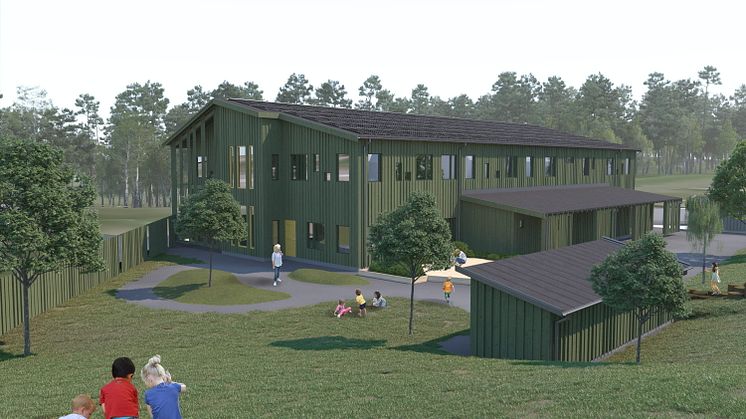 Nu startar bygget av en helt ny förskola på Stockfallet. Bild: Sweco