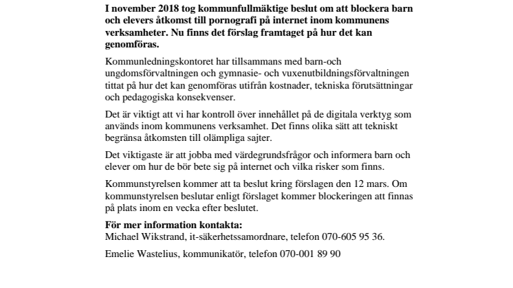 Karlstads kommun blockerar åtkomst till porrsajter för barn och elever