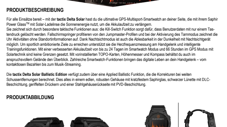Garmin Datenblatt tactix Delta Solar