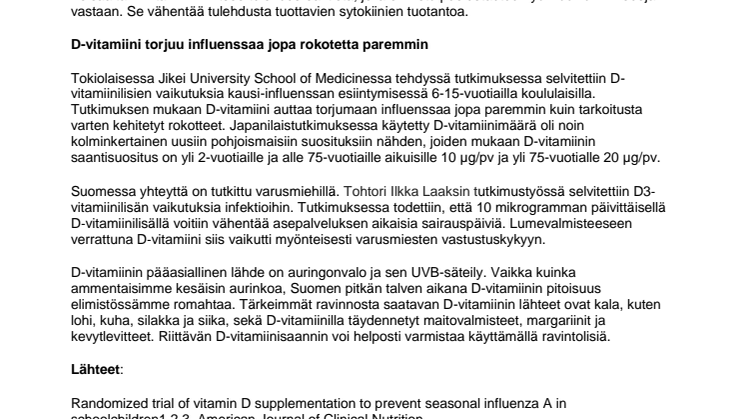 Flunssakausi lähestyy - vahvista vastustuskykyäsi! 