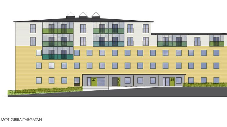 Fasadillustration SGS Studentbostäder, Göteborg