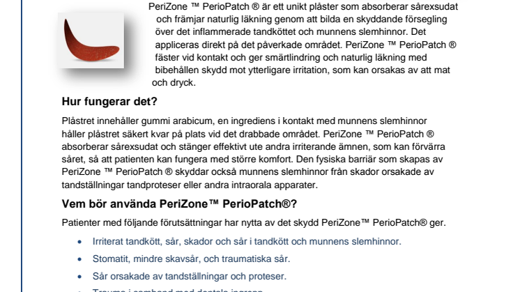 PeriZone ™ PerioPatch ® - svensk
