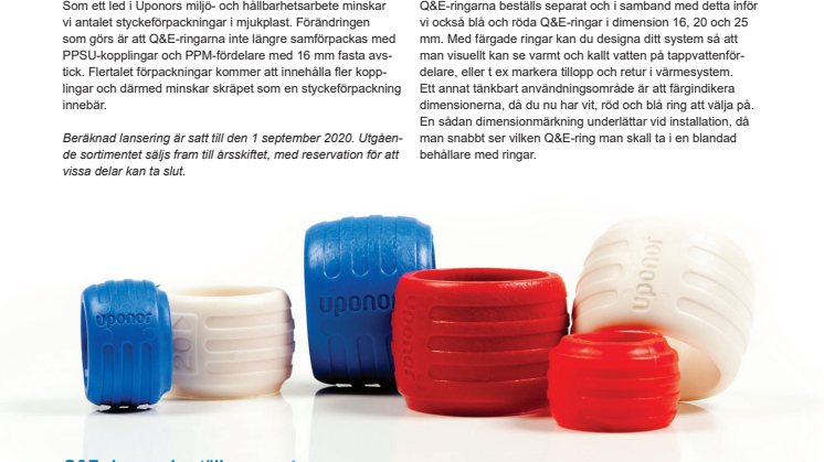 Förpackningsändring och ny färgkodning på Q&E-ringar