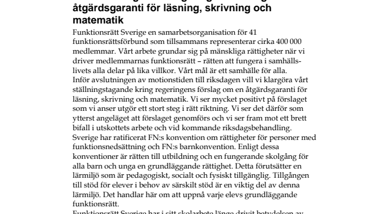 Avgörande skolförslag riskerar nedröstning – stöd förslaget om åtgärdsgaranti för läsning, skrivning och matematik