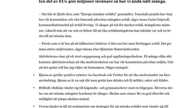Lokala krafter när Europa ska minska avfallet