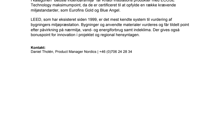 Miljøpoint til Knauf Insulation