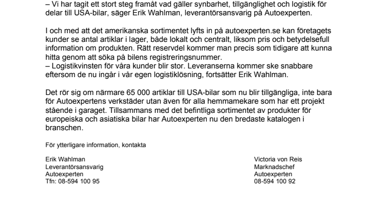 Nu har Autoexperten alla delar till USA-bilar
