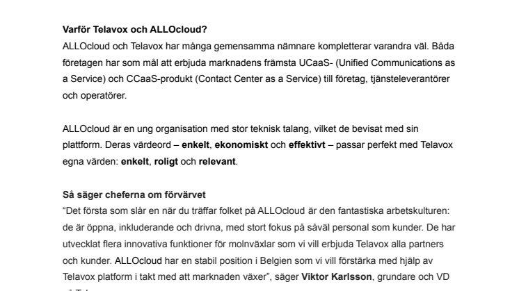 Telavox expanderar i snabb takt – förvärvar leverantör av molntjänster i Belgien och Frankrike