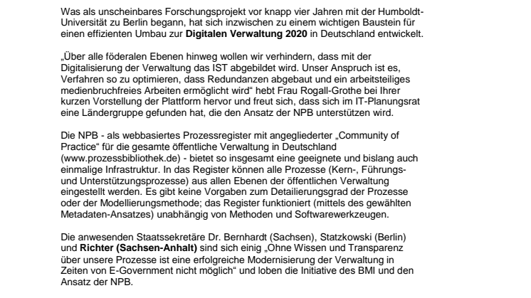 Erstes föderales Prozessnetzwerk offiziell gestartet