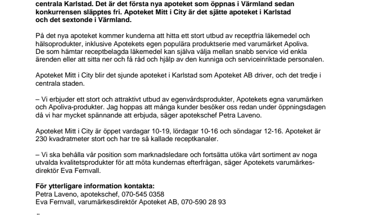 Första nya apoteket i Värmland på omreglerad apoteksmarknad 