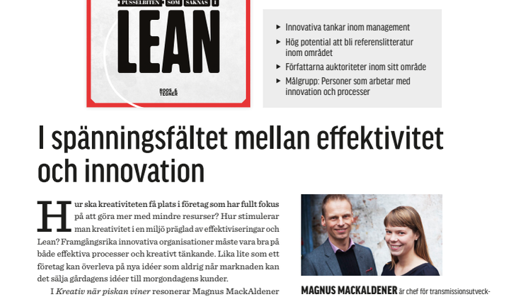 Kreativ när piskan viner - Pusselbiten som saknas i Lean