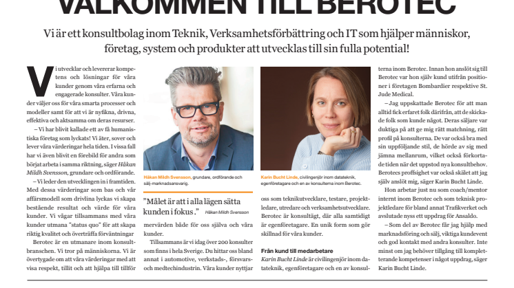 Berotec medverkar i Dagens Nyheter