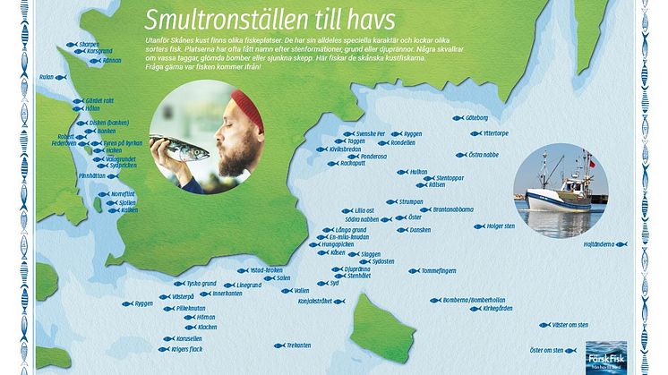 Fiskeplatserna runt Skånes kuster har fått namn efter bottenformationer, men också bomber och sjunkna skepp.