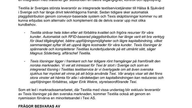 Textilia och Texi i samarbete