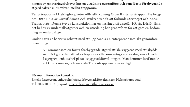 ​Förebyggande åtgärder säkrar Terrasstrappornas valv