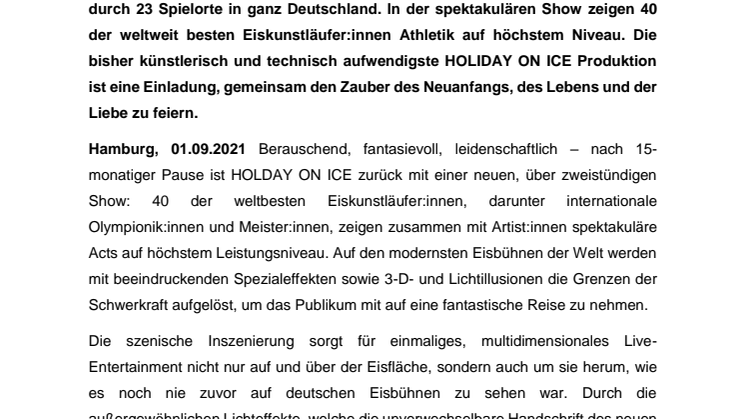 Pressemitteilung Holiday On Ice - A NEW DAY