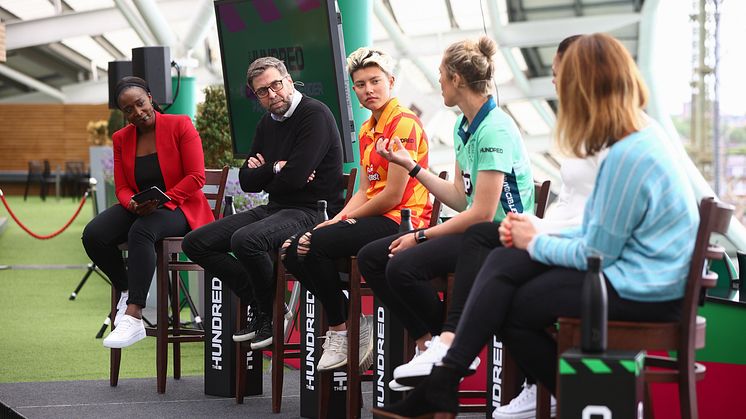 From L-R: Jeanette Kwakye, Mark Chapman, Issy Wong, Georgia Adams, Sam Quek, Helen Falkus. Photo: Getty Images