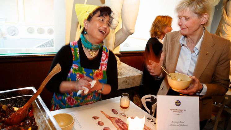 Liu Leo Qingyun och Maria Forshufvud på Svenskt Kötts pressträff om svensk gris