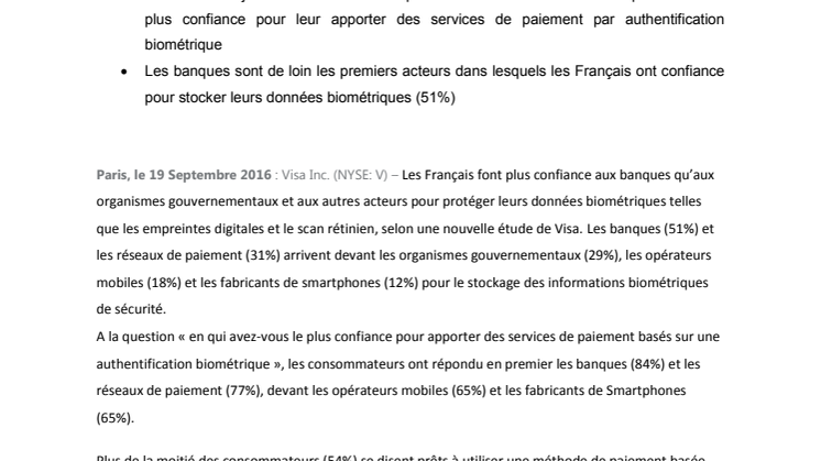 Les Français font confiance aux banques pour les paiements biométriques
