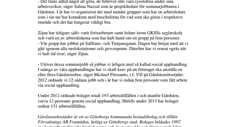 79 sommarjobbare i Gårdsten