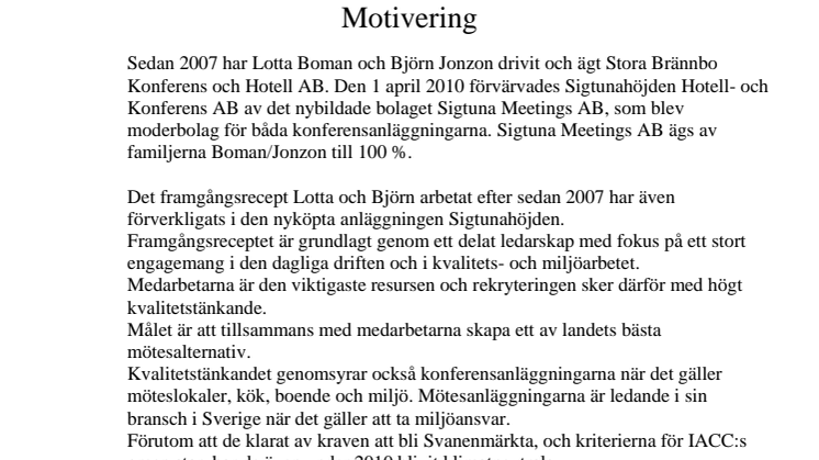 Sigtuna Meetings årets företagare i Sigtuna kommun