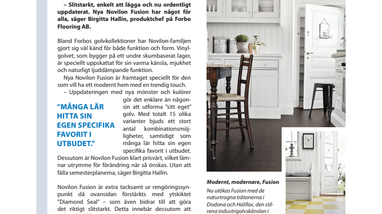 Familjelycka på Forbo: Novilon Fusion väntar tillökning