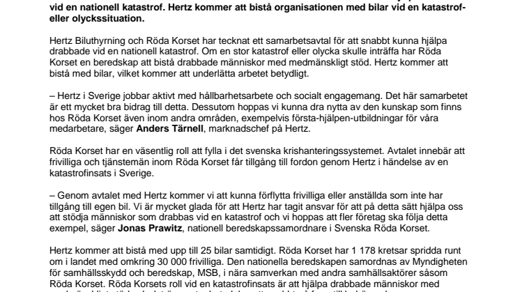 Röda Korset och Hertz agerar tillsammans