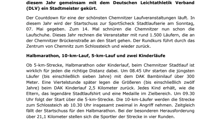 Chemnitz gibt den Startschuss zur Stadtlaufserie