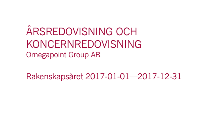 2017 Annual Report Omegapoint Group AB