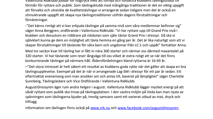AugustiDressyren den 13-14 augusti på Veda