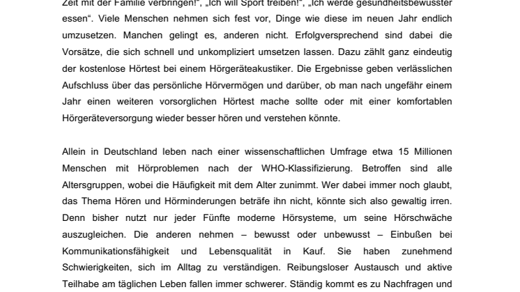 ​Vorsatz 2016: Wieder gut hören im neuen Jahr!
