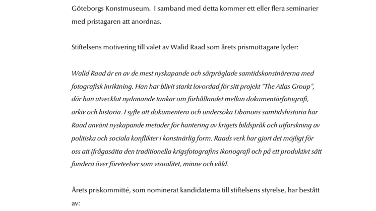 Walid Raad 2011 års Hasselbladspristagare