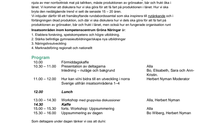 Pressinbjudan - Framtidens Trädgårdsodling i norr