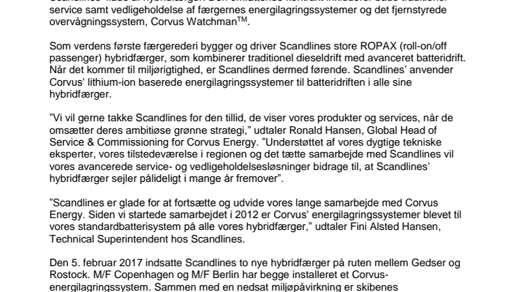 Corvus Energy underskriver serviceaftale for verdens største hybridflåde