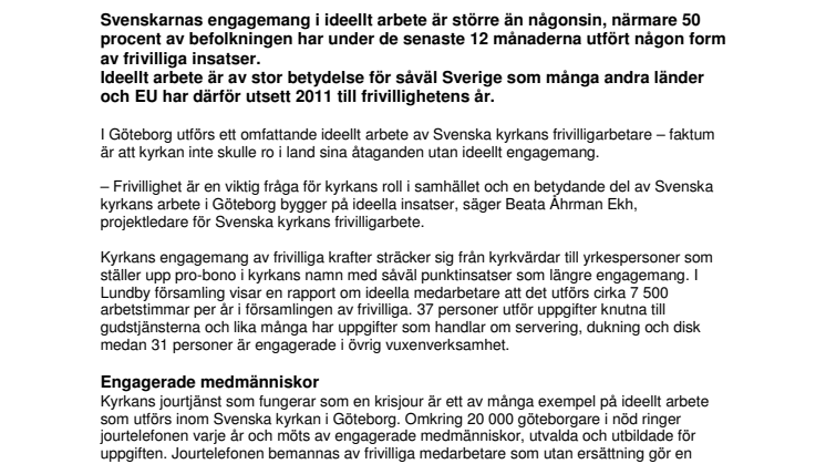 Svenska Kyrkan är beroende av ideella insatser