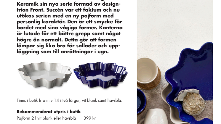 Höganäs Keramik utökar sitt nya sortiment med multifunktionell pajform.