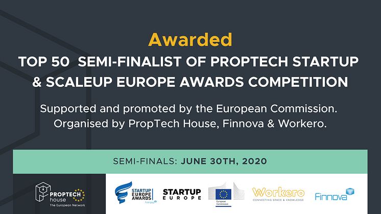 Sverige i topp när de 50 främsta bolagen presenteras till ”Proptech Startups & Scale-up Europe Awards 2020”