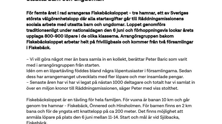 Fiskebäcksloppet firar 5 år – har samlat in över en miljon till utsatta barn och ungdomar. 