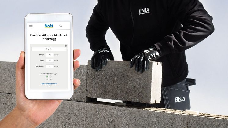 Finja Betongs digitala verktyg för Murblock Innervägg guidar dig till rätt val av såväl mängden block som vilken typ av murbruk, putsbruk och armering som passar till just ditt projekt.