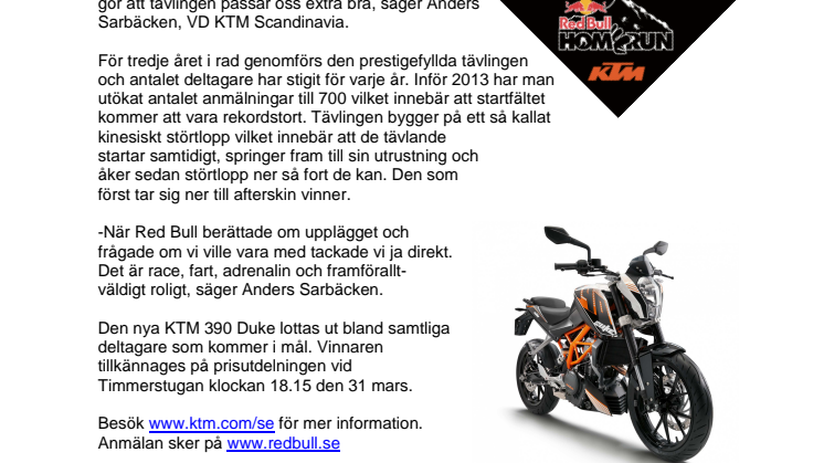 Vinn en ny KTM 390 Duke på årets roligaste skidtävling!