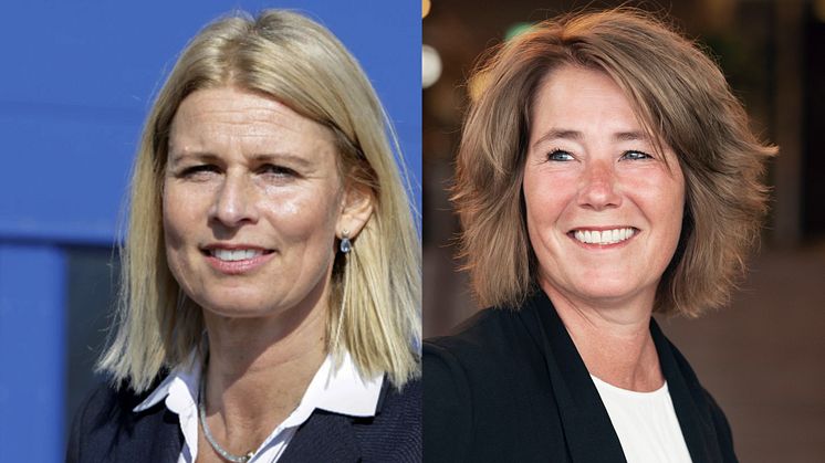 Fr v Jeanette Bernhard Bertilsson, marknadsområdeschef i Halland och Johanna Frelin, vd Riksbyggen.