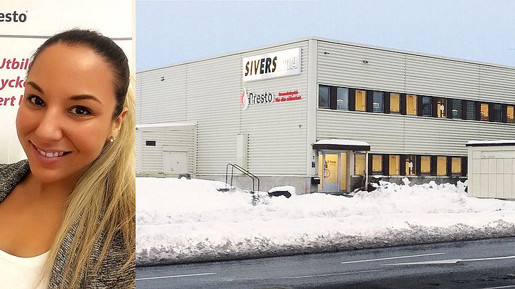 Mikaela Norrman, servicechef Presto (t.v) och Prestos nya depå i Kista (t.h.)