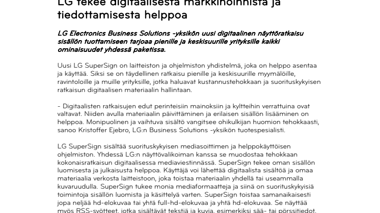 LG tekee digitaalisesta markkinoinnista ja tiedottamisesta helppoa pienyrittäjille