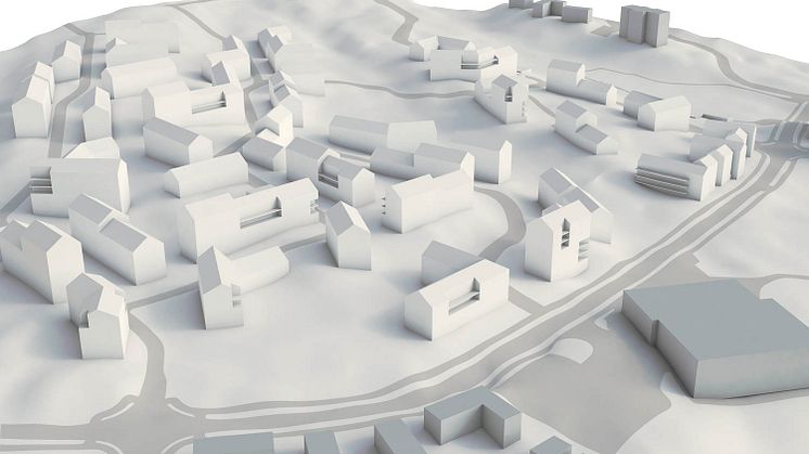 Modell över nytt bostadsområde i Alingsås