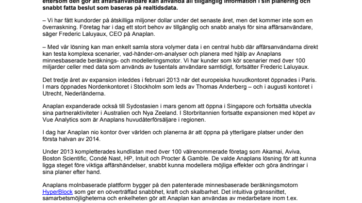 Anaplan växer tresiffrigt inom modellering och planering