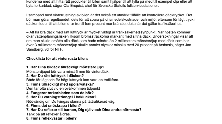Vinterrusta bilen i helgen hos Statoil 