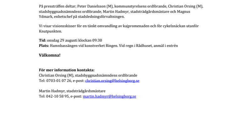 Pressinbjudan: Hamnbassängen – en framtida mötesplats vid vattnet