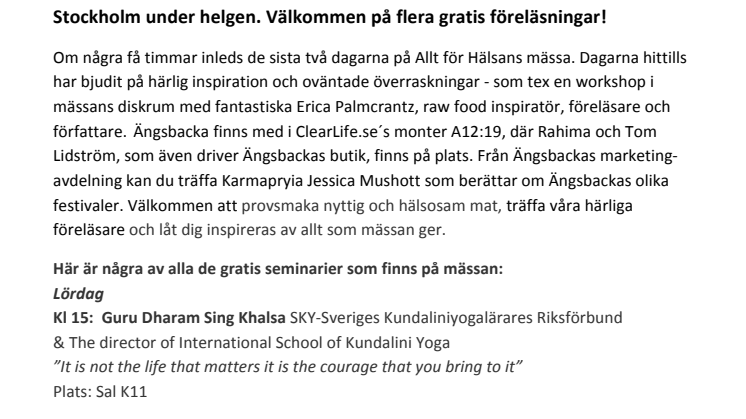 Ängsbacka profiler på helgens Allt för Hälsan mässa i Stockholm