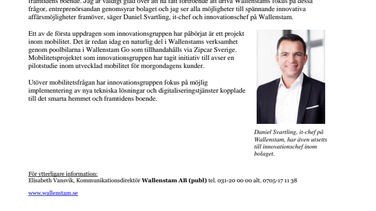 Wallenstam inför innovationsråd